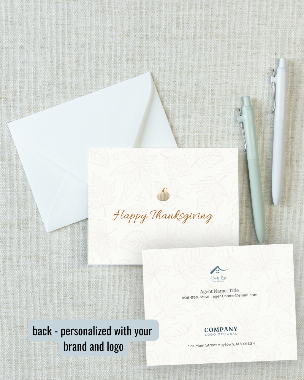 Branded Thanksgiving Cards - Elegant Pumpkin