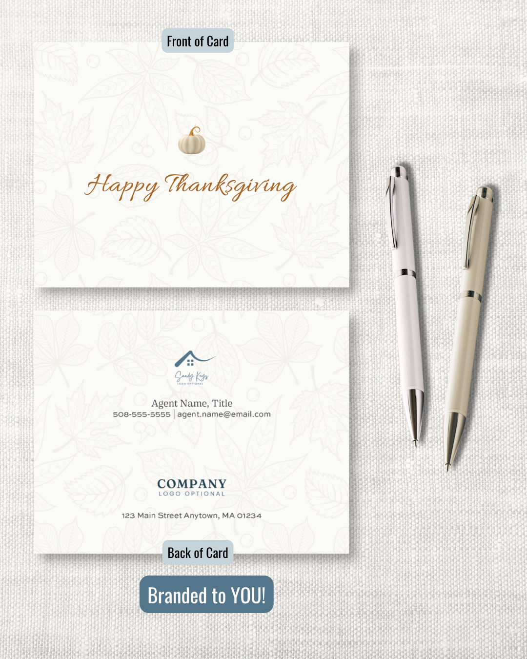 Branded Thanksgiving Cards - Elegant Pumpkin