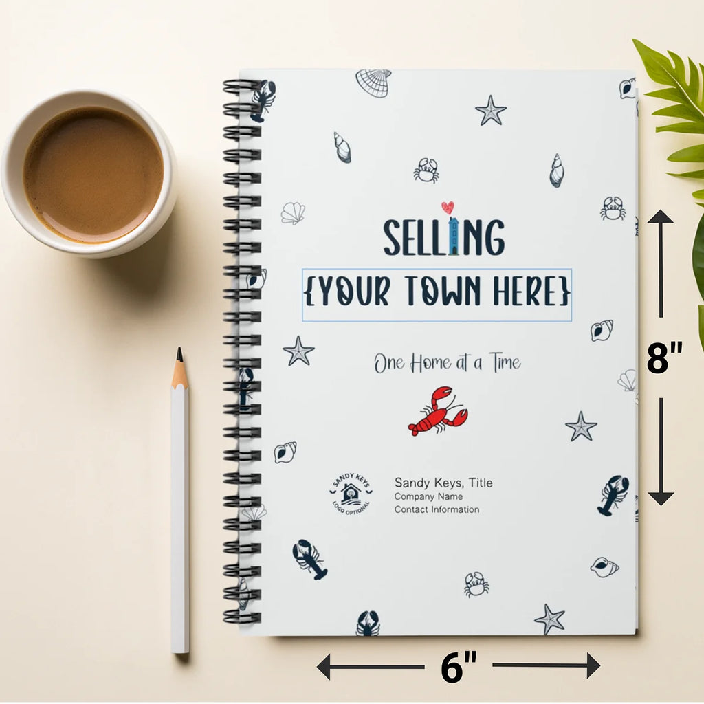 Branded “Selling {Your Custom Town}” Spiral Notebook – Ocean Themed